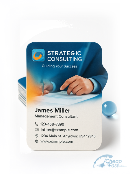 250 Affordable Die Cut 2x3.5 13pt Premium Linen Management Consultant Business Cards