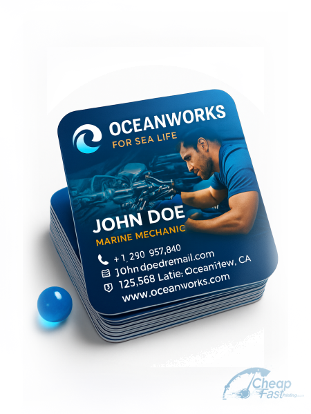 5000 Reduced Price Rounded Corners 3x3 100lb Matte Cover Marine Mechanic Business Cards