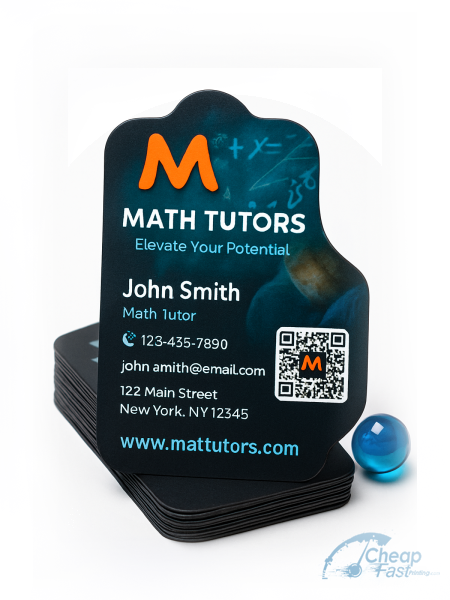 5000 Express Die Cut 2x3.5 38pt Trifecta Black Math Tutor Business Cards
