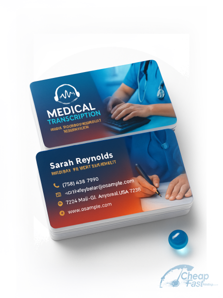 2500 Best Value Standard Rectangle 2x3.5 14pt Uncoated Medical Transcriptionist Business Cards