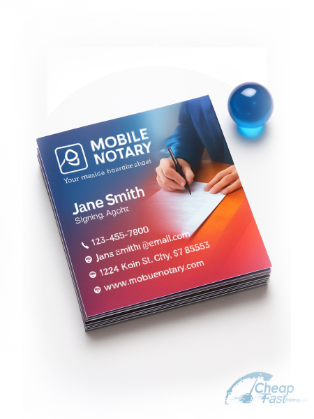 100 Low Rate Slim Rectangle 1.5x3.5 16pt Premium Glossy Mobile Notary Signing Agent Business Cards