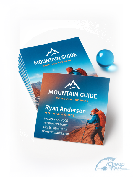 2500 Rapid Square 2x2 18pt Ultra Premium Pearl Mountaineering Guide Business Cards