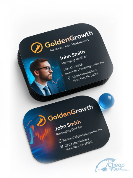 250 Speedy Half Circle 3.5x1.75 38pt Trifecta Black Mutual Fund Manager Business Cards