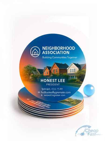 250 Wallet Friendly Circle 3" Circle 100lb Matte Cover Neighborhood Association President Business Cards