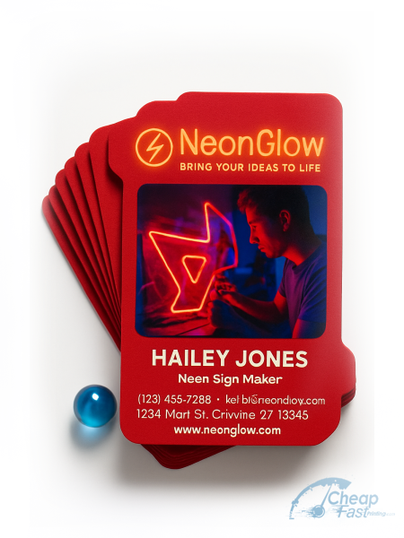 1000 Swift Die Cut 2x3.5 38pt Trifecta Red Neon Sign Maker Business Cards