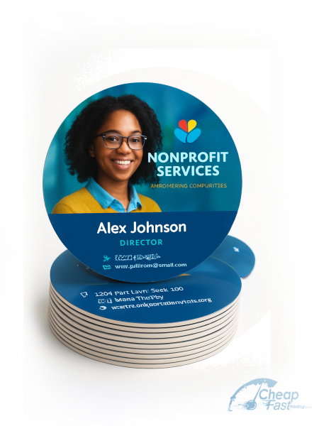 5000 Accelerated Circle 3" Circle 18pt Ultra Premium Pearl Non Profit Director Business Cards