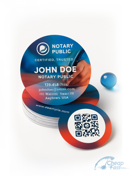 250 Affordable Circle 3" Circle 16pt Premium Glossy Notary Public Business Cards