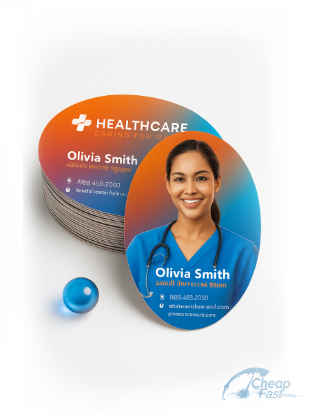 500 Price Savvy Oval 2.5x3.5 13pt Premium Linen Nurse Practitioner Business Cards