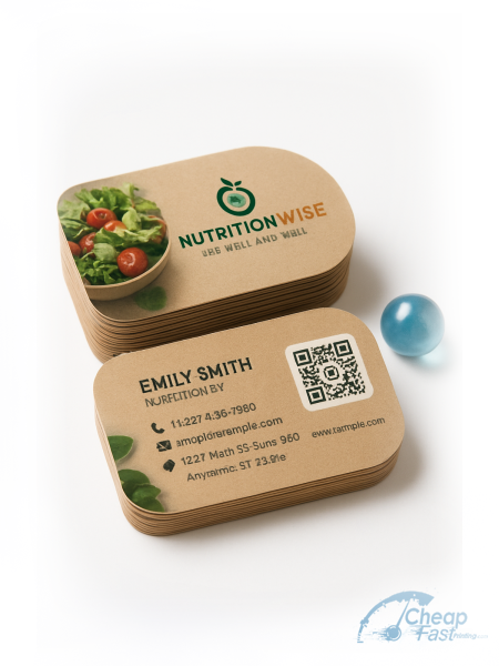 1000 Deal Half Circle 3.5x1.75 18pt Premium Kraft Nutritionist Business Cards