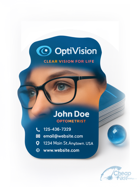 100 Low Rate Standard Rectangle 2x3.5 24pt Trifecta Green Optometrist Business Cards