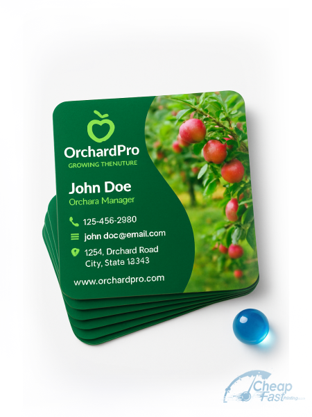 250 Low Price Rounded Corners 2x2 24pt Trifecta Green Orchard Manager Business Cards