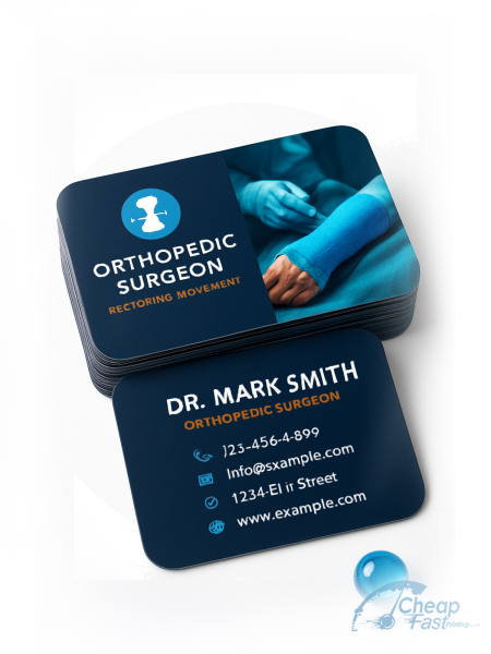 500 Fast Square 2x2 38pt Trifecta Blue Orthopedic Surgeon Business Cards