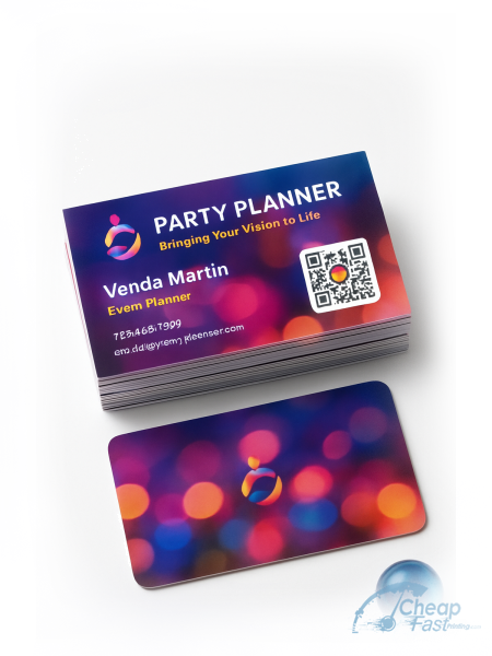 100 Value Slim Rectangle 1.5x3.5 14pt Uncoated Party Planner Business Cards