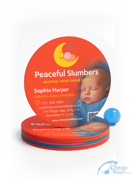 2500 Rapid Oval 2.5x3.5 14pt Gloss Pediatric Sleep Consultant Business Cards