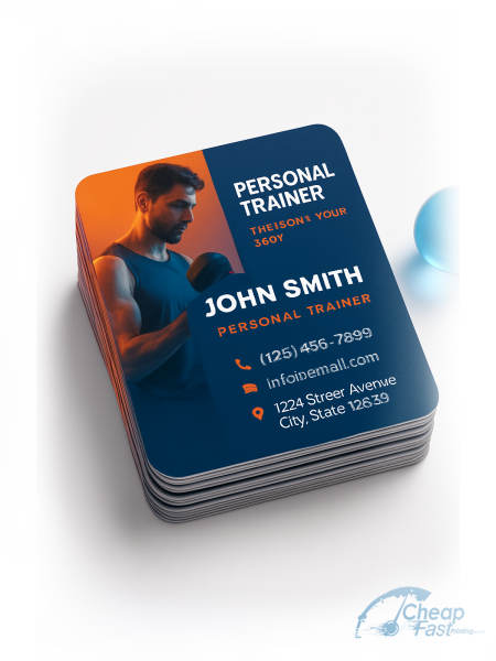 500 Rush Square 2x2 14pt Gloss Personal Trainer Business Cards