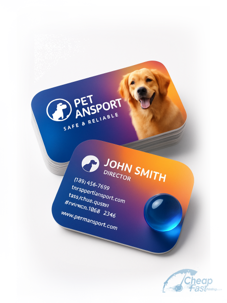 250 Entry Level Half Circle 3.5x1.75 18pt Ultra Premium Smooth White Pet Transport Specialist Business Cards