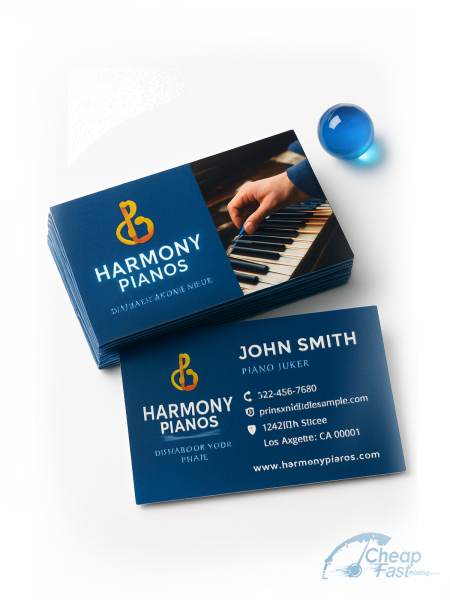 2500 Rapid Standard Rectangle 2x3.5 38pt Trifecta Blue Piano Tuner Business Cards