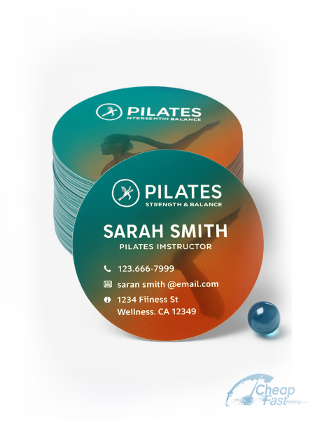 1000 Swift Circle 3" Circle 14pt Uncoated Pilates Instructor Business Cards