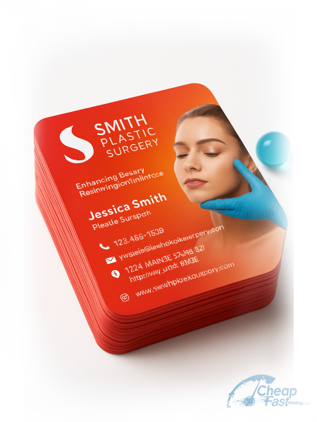 5000 Express Rounded Corners 3x3 38pt Trifecta Red Plastic Surgeon Business Cards