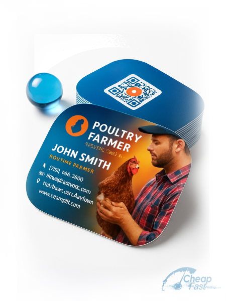 1000 Swift Half Circle 3.5x1.75 16pt Premium Glossy Poultry Farmer Business Cards