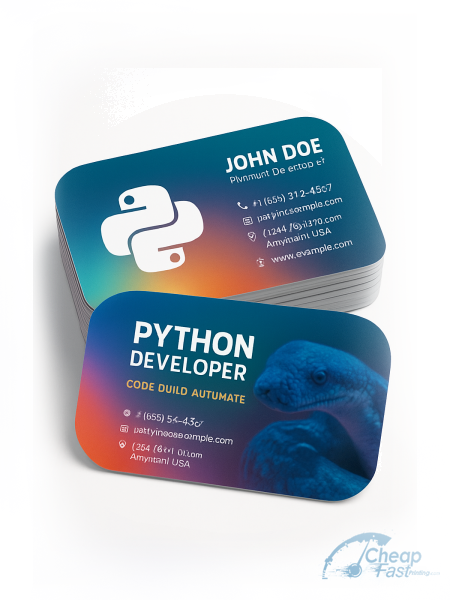 1000 Bargain Half Circle 3.5x1.75 100lb Matte Cover Python Developer Business Cards