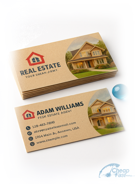 100 Inexpensive Slim Rectangle 1.5x3.5 18pt Premium Kraft Real Estate Agent Business Cards