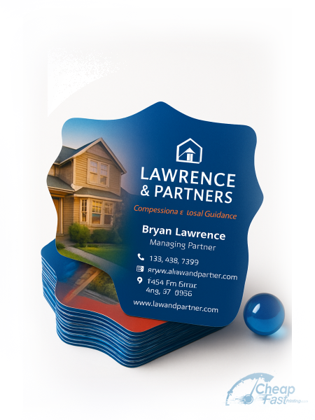 250 Low Price Die Cut 2x3.5 18pt Ultra Premium Pearl Real Estate Attorney Business Cards