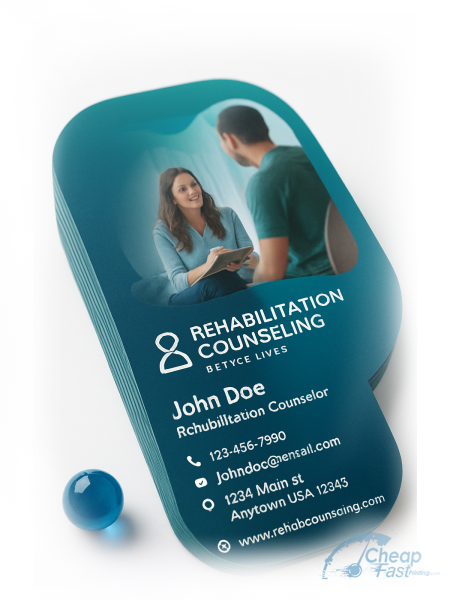 500 Economical Slim Rectangle 1.5x3.5 38pt Trifecta Black Rehabilitation Counselor Business Cards