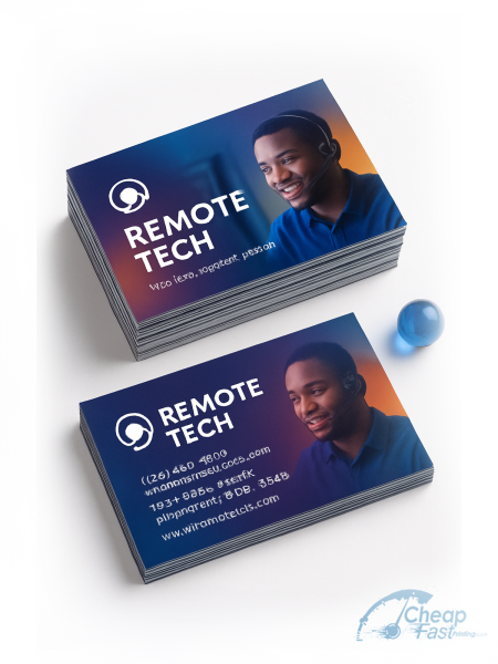 100 Value Standard Rectangle 2x3.5 18pt Ultra Premium Pearl Remote Tech Support Business Cards