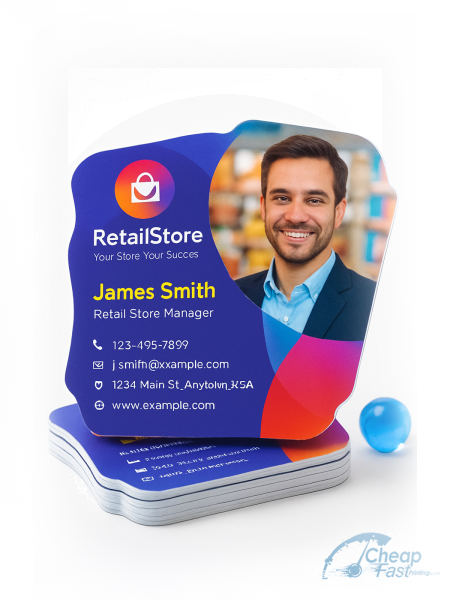 1000 Deal Die Cut 2x3.5 18pt Ultra Premium Smooth White Retail Store Manager Business Cards