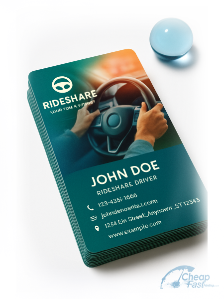 2500 Cut Rate Standard Rectangle 2x3.5 24pt Trifecta Green Rideshare Driver Uber Lyft Business Cards