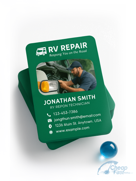 500 Price Savvy Square 2x2 24pt Trifecta Green Rv Repair Technician Business Cards