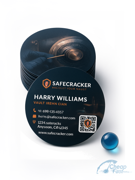 1000 Deal Circle 3" Circle 38pt Trifecta Black Safe Cracker Vault Technician Business Cards