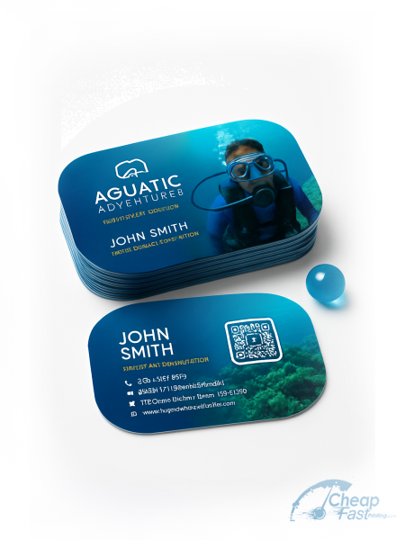 5000 Accelerated Half Circle 3.5x1.75 16pt Premium Glossy Scuba Diving Instructor Business Cards