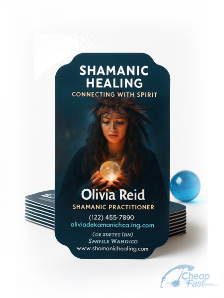 250 Entry Level Die Cut 2x3.5 14pt Uncoated Shamanic Practitioner Business Cards