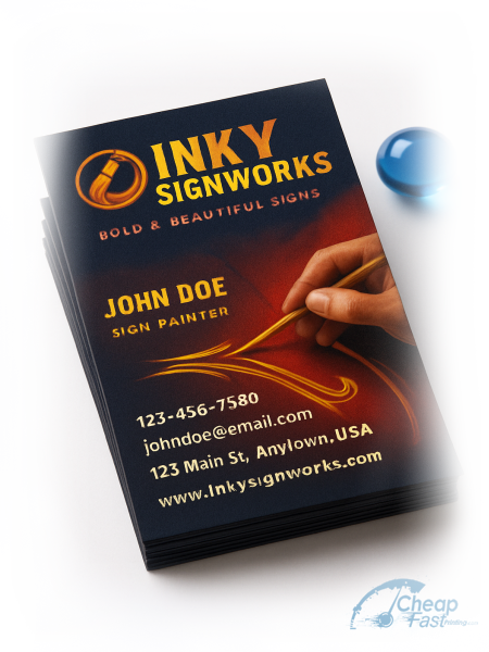 100 Cheap Slim Rectangle 1.5x3.5 38pt Trifecta Black Sign Painter Pinstriper Business Cards