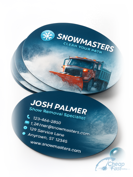 100 Inexpensive Oval 2.5x3.5 38pt Trifecta Black Snow Removal Contractor Business Cards