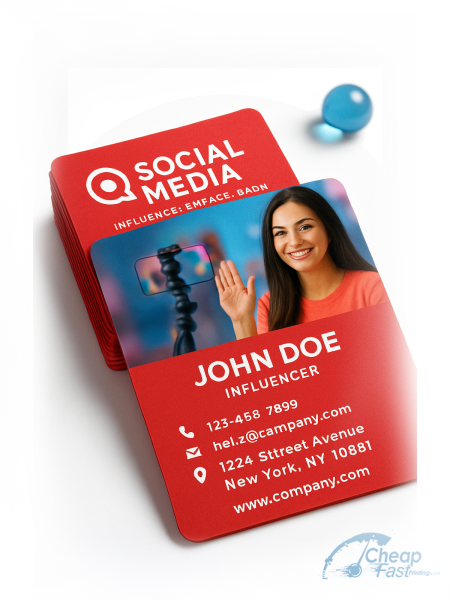 500 Economical Standard Rectangle 2x3.5 38pt Trifecta Red Social Media Influencer Business Cards