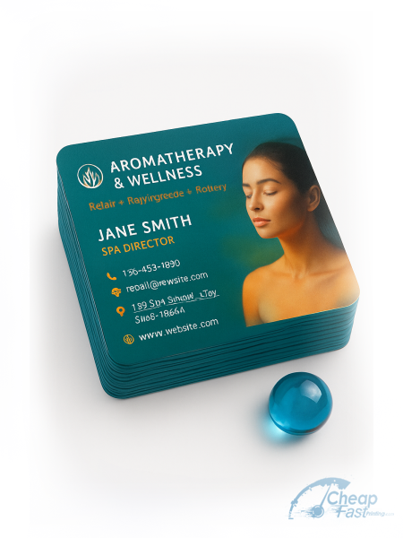 1000 Bargain Rounded Corners 2x3.5 24pt Trifecta Green Spa Director Business Cards