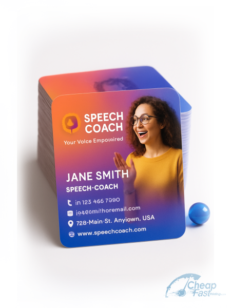 2500 Budget Square 2x2 18pt Ultra Premium Smooth White Speech Coach Business Cards