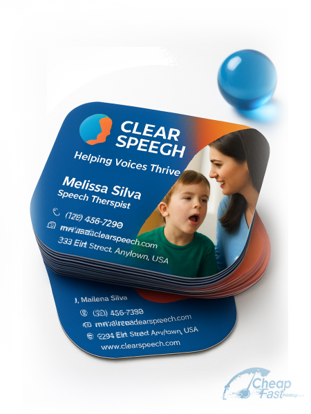 250 Low Price Half Circle 3.5x1.75 100lb Matte Cover Speech Pathologist Business Cards
