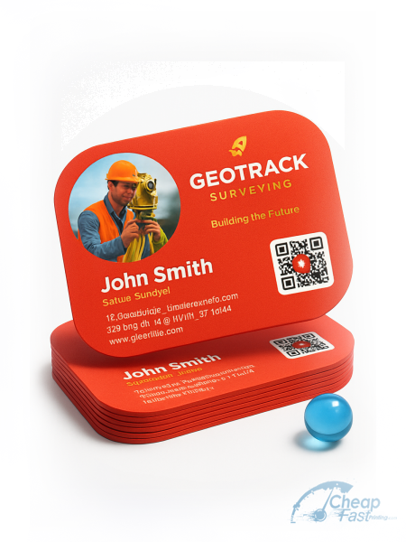 1000 Deal Half Circle 3.5x1.75 38pt Trifecta Red Surveyor Business Cards