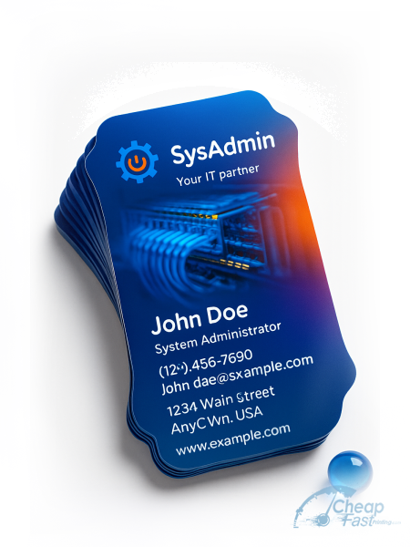 5000 Reduced Price Die Cut 2x3.5 14pt Uncoated System Administrator Business Cards