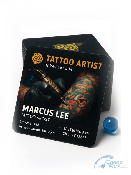 2500 Best Value Square 2x2 38pt Trifecta Black Tattoo Artist Business Cards