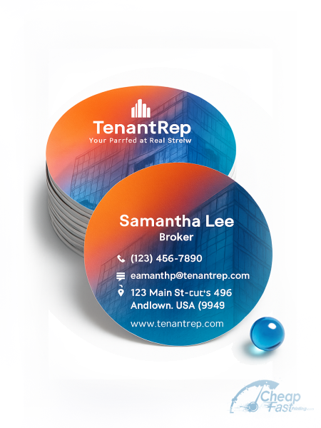 1000 Quick Circle 3" Circle 13pt Premium Linen Tenant Rep Business Cards
