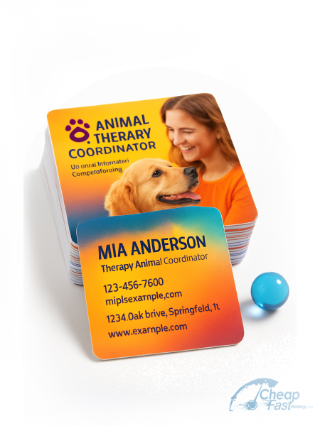 250 Low Price Circle 3" Circle 16pt Premium Matte Therapy Animal Coordinator Business Cards