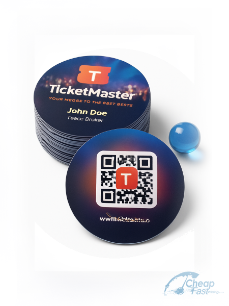 250 Wallet Friendly Circle 3" Circle 100lb Matte Cover Ticket Broker Business Cards