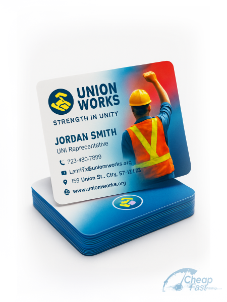 500 Economical Slim Rectangle 1.5x3.5 16pt Premium Glossy Union Representative Business Cards
