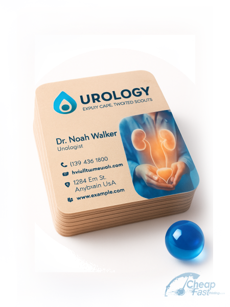 5000 Discount Rounded Corners 3x3 18pt Premium Kraft Urologist Business Cards