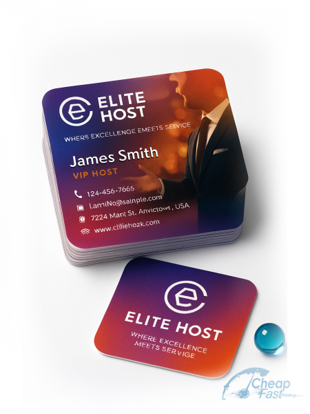 250 Wallet Friendly Rounded Corners 2x2 14pt Uncoated Vip Host Business Cards